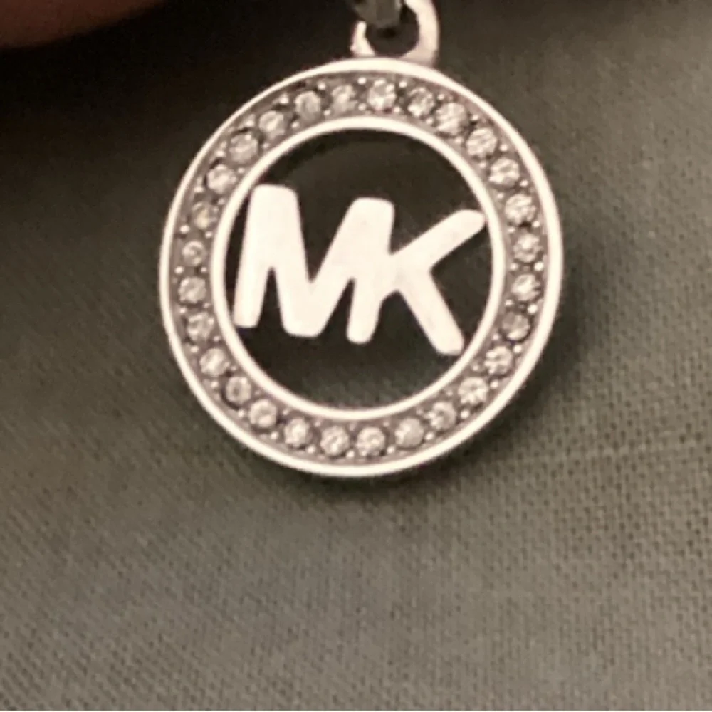 Michael Kors Silver Logo Circle Dangle Earrings - Picture 5 of 5